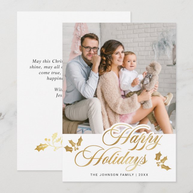 Modern Merry Christmas PHOTO Greeting Holiday Card (Front/Back)