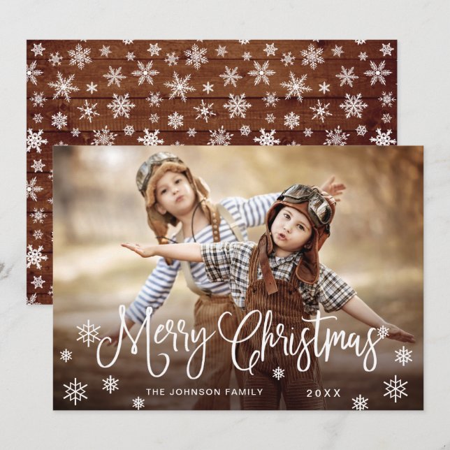 Modern Merry Christmas PHOTO Greeting Holiday Card (Front/Back)