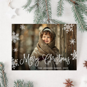 Modern Merry Christmas PHOTO Greeting Holiday Postcard