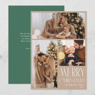Modern Merry Christmas Photo Grid Holiday Card