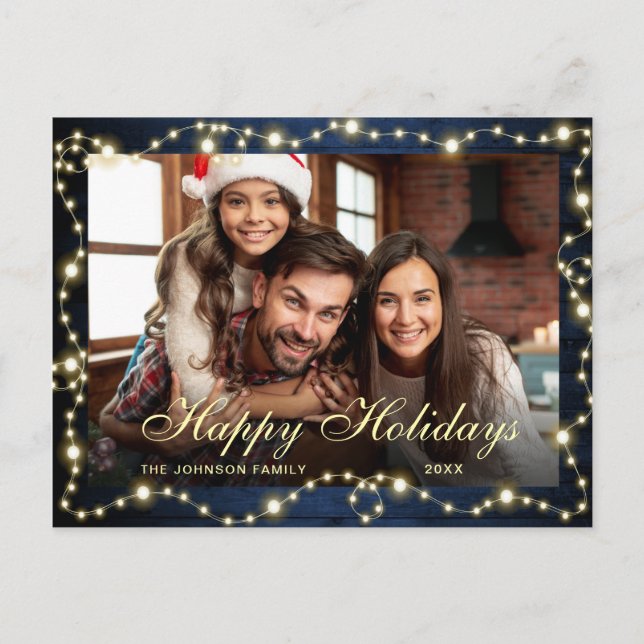 Modern Merry Christmas PHOTO Holiday Greeting Postcard (Front)
