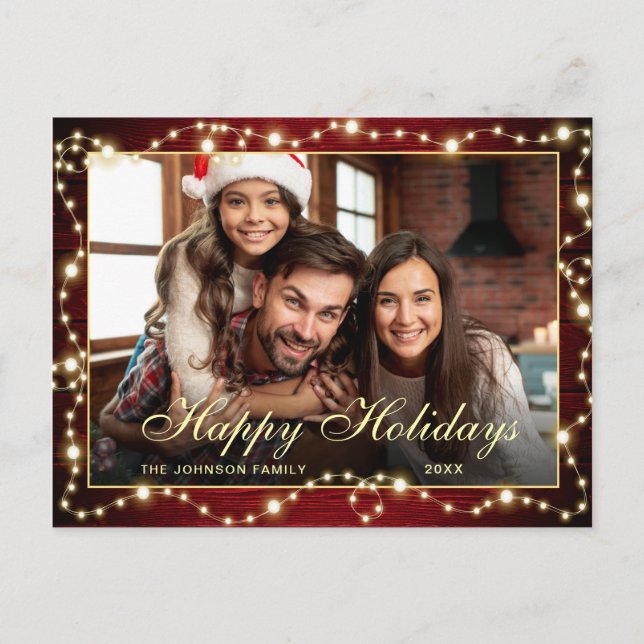 Modern Merry Christmas PHOTO Holiday Greeting Postcard (Front)