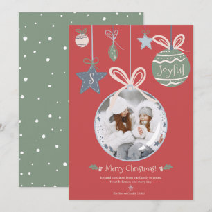 Modern Merry Christmas photo ornament illustration Holiday Card