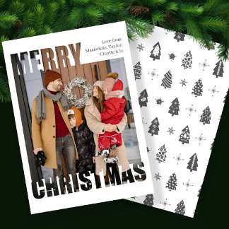 Modern Merry Christmas Photo Personalized Holiday Card