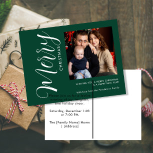Modern Merry Christmas Photo Postcard   Minimalist