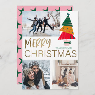 Modern Merry Christmas Photo & Tree  Card