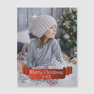 Modern Merry Christmas Photo with Ribbon
