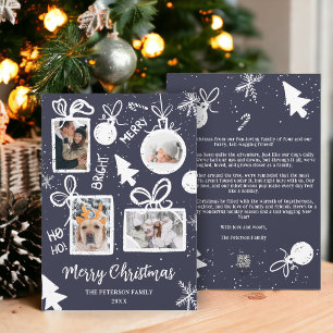 Modern merry Christmas presents blue fun 4 photos Holiday Card