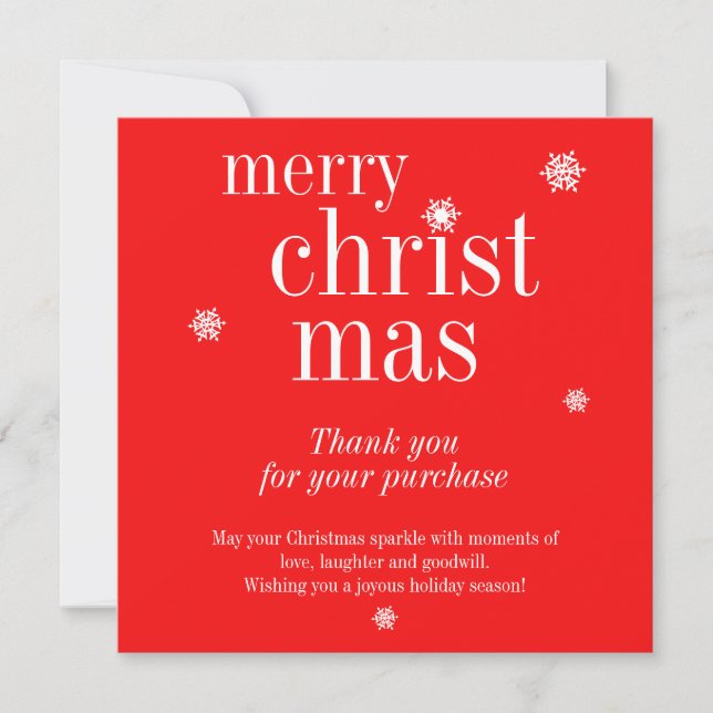 Modern Merry Christmas purchase Thank You Card (Front)