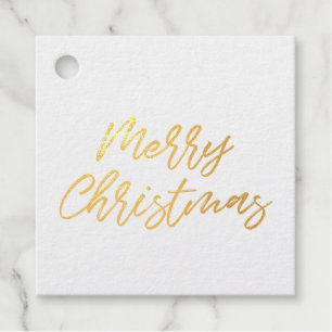 Modern Merry Christmas real gold foil Favour Tags