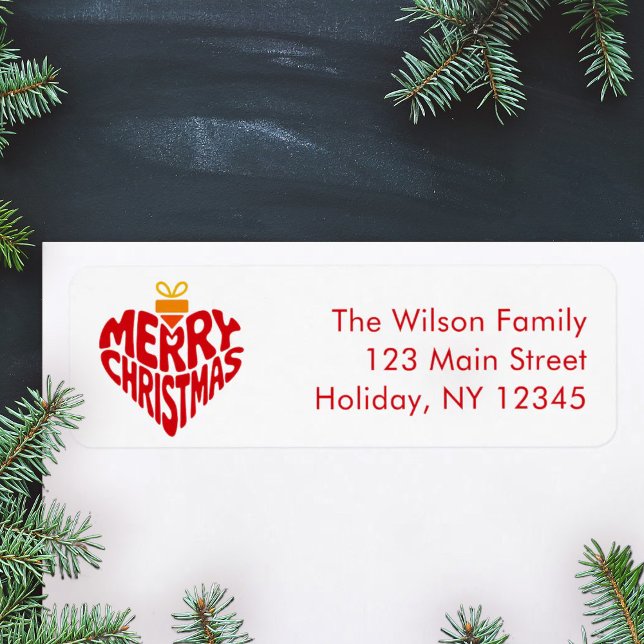 Modern Merry Christmas Red Retro Heart Return (Creator Uploaded)