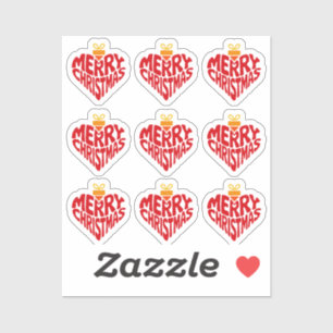 Modern Merry Christmas Red Retro Heart Typography