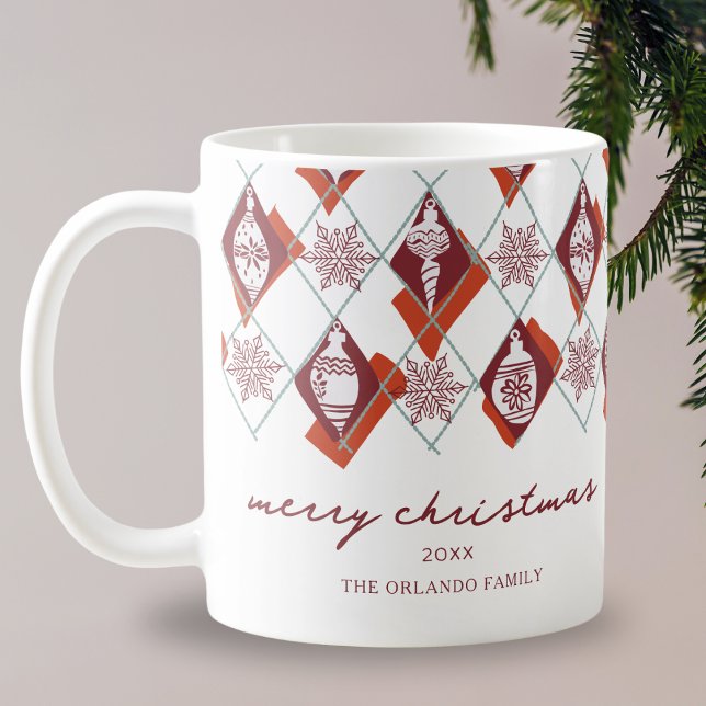 Modern Merry Christmas Red Typography  Coffee Mug (Creator Uploaded)