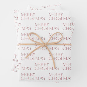 Modern Merry Christmas Red  Typography Simple Wrapping Paper Sheet