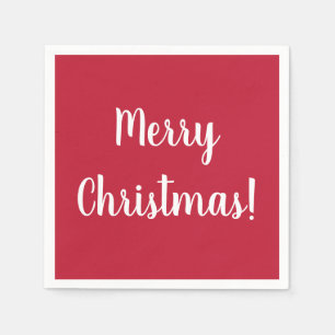 Modern Merry Christmas Red & White Typography Napkin