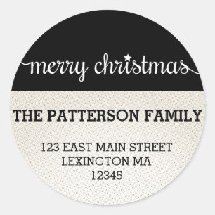 Modern Merry Christmas Round Address Label