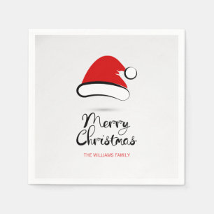 Modern Merry Christmas Santa Hat Paper Napkin