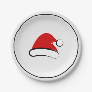 Modern Merry Christmas Santa Hat Paper Plate
