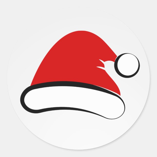 Modern Merry Christmas Santa Hat Round Sticker (Front)