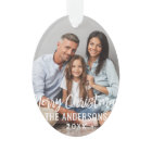 Modern Merry Christmas Script Family Photo Gray