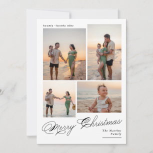 Modern Merry Christmas Script Family Photo Holiday Card
