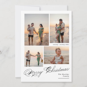 Modern Merry Christmas Script Family Photo Holiday Card