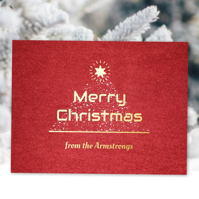 Modern Merry Christmas Script Foil Holiday Postcard (Modern Merry Christmas Script Foil Holiday Postcard ©Susanne Sachers - Sunny Mind 🌞)