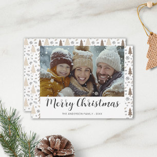 Modern Merry Christmas Script Photo Christmas Card