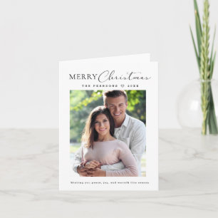 Modern Merry Christmas Script Photo Minimalist Holiday Card