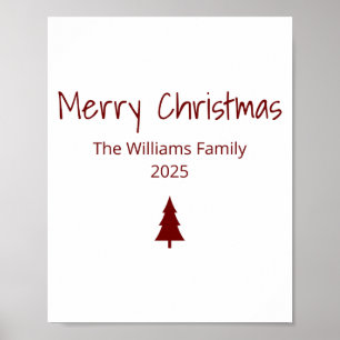 Modern Merry Christmas Simple Evergreen Tree Poster