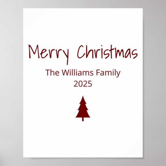 Modern Merry Christmas Simple Evergreen Tree  Poster (Front)
