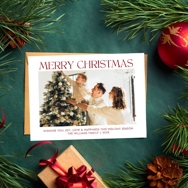 Modern Merry Christmas simple one photo family  Holiday Card (Creator Uploaded)