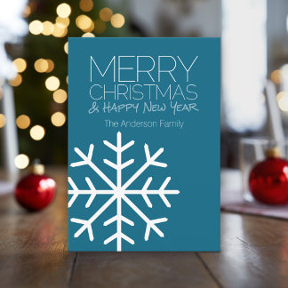 Modern Merry Christmas Snowflake - Non-photo Holiday Card