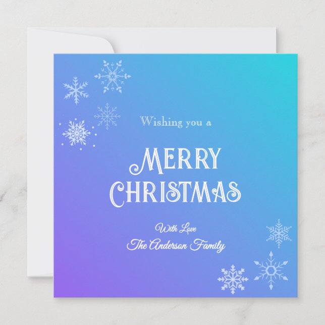  Modern Merry Christmas Snowflake Purple Turquoise Holiday Card (Front)
