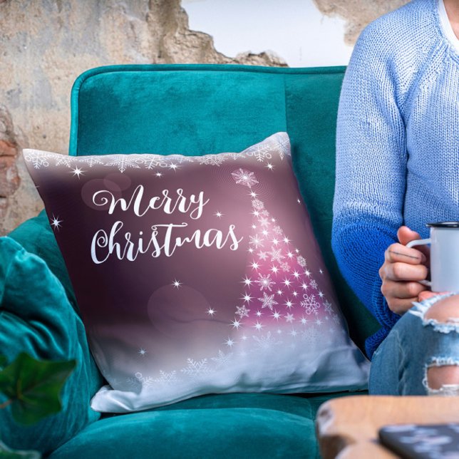 Modern Merry Christmas Snowflake Tree Script Cushion (Creator Uploaded)