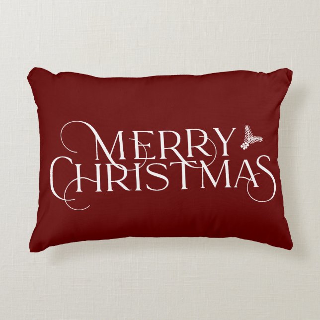 Modern Merry Christmas text Accent Pillow (Front)