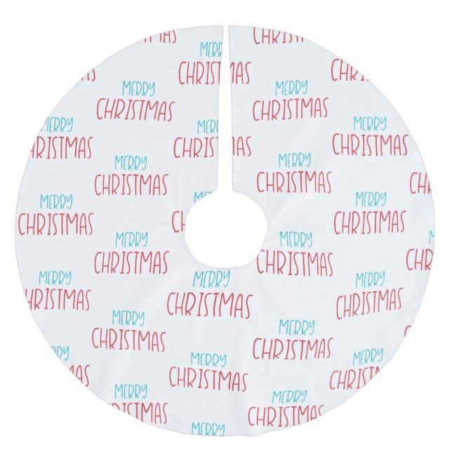 Modern Merry Christmas Text Brushed Polyester Tree Skirt (Front)