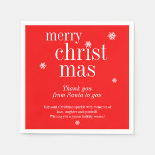 Modern Merry Christmas thank you from santa to you Napkin