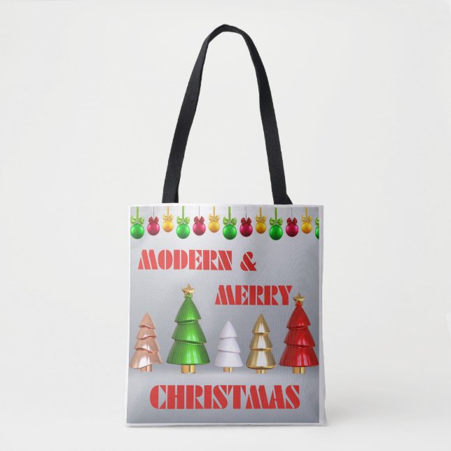 Modern Merry Christmas Tote Bag - Holiday Design (Front)