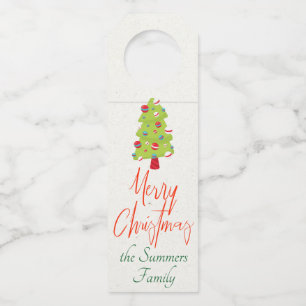 Modern Merry Christmas Tree Bottle Tag