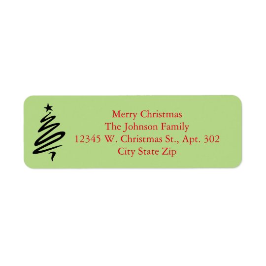 Modern Merry Christmas Tree Red Green Custom Name Return Address Label