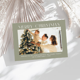 Modern Merry Christmas Trendy one photo family  Holiday Card