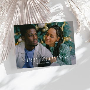 Modern Merry Christmas Trendy one photo family  Holiday Card