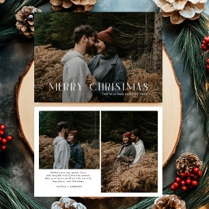 Modern Merry Christmas Trendy photo family Holiday Card