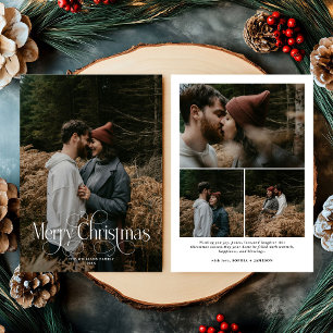 Modern Merry Christmas Trendy photo family Holiday Card