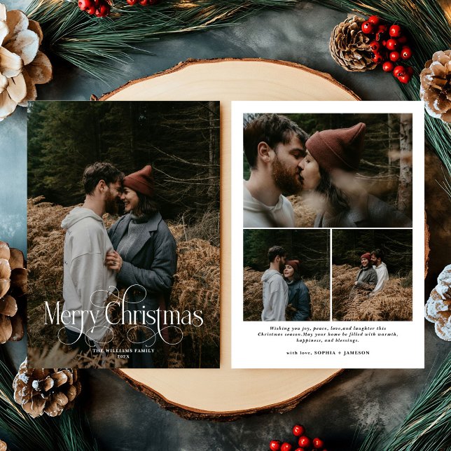 Modern Merry Christmas Trendy photo family  Holiday Card (Creator Uploaded)