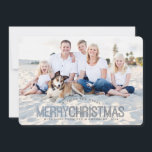 Modern Merry Christmas Two Photo Card<br><div class="desc">A modern "Merry Christmas" in cool shades of blue and grey sends casual contemporary greetings to family and friends in this double-sided photo card. Two large size photos of your family, both on the front and the back makes the most of this rounded corner flat card with curved text and...</div>