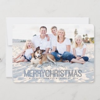 Modern Merry Christmas Two Photo Card