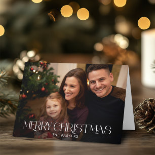Modern Merry Christmas Typography Photo Card