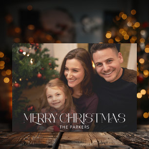 Modern Merry Christmas Typography Photo Holiday Card